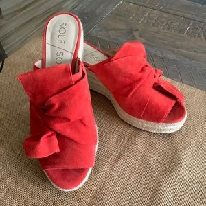 Sole Society Espadrille Wedges in Coral - size 7.5 - like new
